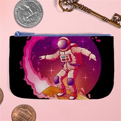 Astronaut Spacesuit Standing Surfboard Surfing Milky Way Stars Large Coin Purse by Vaneshart