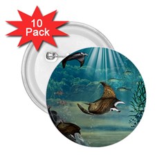 Awesome Steampunk Manta Rays 2 25  Buttons (10 Pack)  by FantasyWorld7