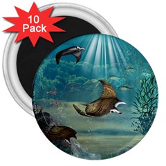 Awesome Steampunk Manta Rays 3  Magnets (10 Pack)  by FantasyWorld7