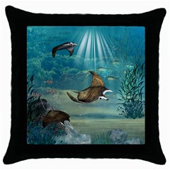 Awesome Steampunk Manta Rays Throw Pillow Case (black) by FantasyWorld7