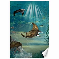 Awesome Steampunk Manta Rays Canvas 12  X 18  by FantasyWorld7