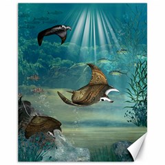 Awesome Steampunk Manta Rays Canvas 11  X 14  by FantasyWorld7