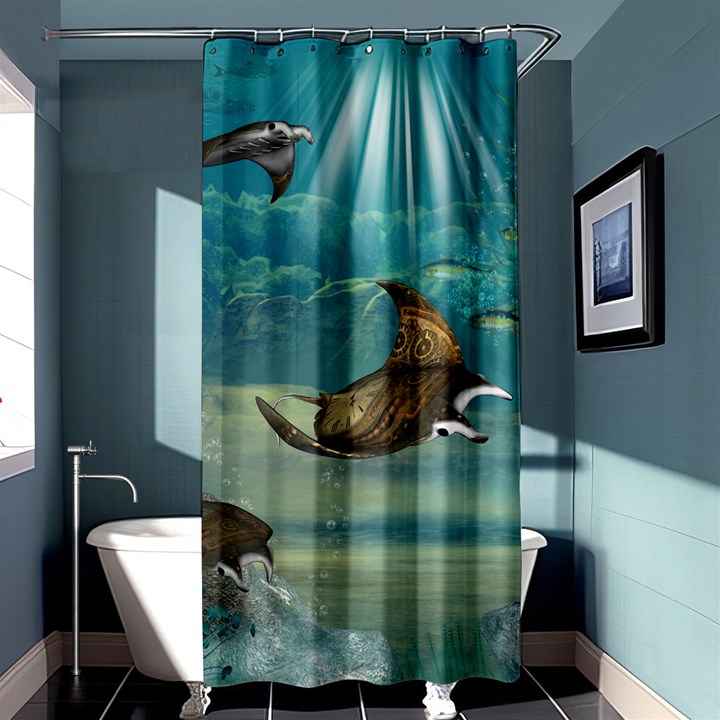 Awesome Steampunk Manta Rays Shower Curtain 36  x 72  (Stall) 