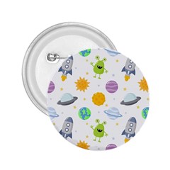 Seamless Pattern Cartoon Space Planets Isolated White Background 2.25  Buttons