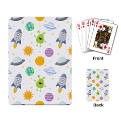 Seamless Pattern Cartoon Space Planets Isolated White Background Playing Cards Single Design (Rectangle)