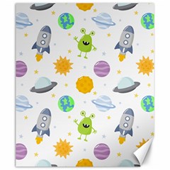 Seamless Pattern Cartoon Space Planets Isolated White Background Canvas 20  x 24 