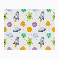 Seamless Pattern Cartoon Space Planets Isolated White Background Small Glasses Cloth (2 Sides)