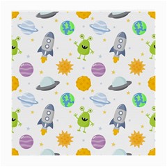 Seamless Pattern Cartoon Space Planets Isolated White Background Medium Glasses Cloth