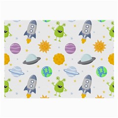 Seamless Pattern Cartoon Space Planets Isolated White Background Large Glasses Cloth