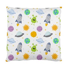 Seamless Pattern Cartoon Space Planets Isolated White Background Standard Cushion Case (One Side)