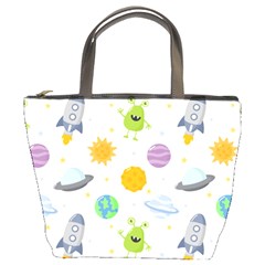 Seamless Pattern Cartoon Space Planets Isolated White Background Bucket Bag