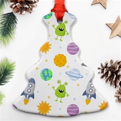 Seamless Pattern Cartoon Space Planets Isolated White Background Ornament (Christmas Tree) 