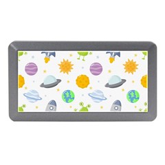 Seamless Pattern Cartoon Space Planets Isolated White Background Memory Card Reader (Mini)