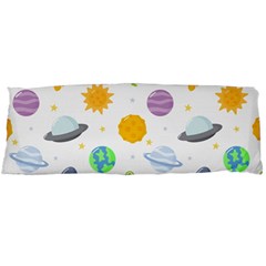 Seamless Pattern Cartoon Space Planets Isolated White Background Body Pillow Case (Dakimakura)