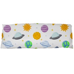 Seamless Pattern Cartoon Space Planets Isolated White Background Body Pillow Case Dakimakura (Two Sides)