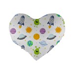 Seamless Pattern Cartoon Space Planets Isolated White Background Standard 16  Premium Heart Shape Cushions Back