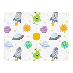 Seamless Pattern Cartoon Space Planets Isolated White Background Double Sided Flano Blanket (Mini) 