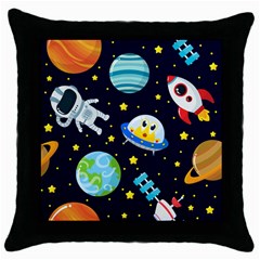 Space Seamless Pattern Throw Pillow Case (black) by Vaneshart