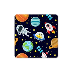 Space Seamless Pattern Square Magnet by Vaneshart