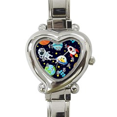 Space Seamless Pattern Heart Italian Charm Watch by Vaneshart