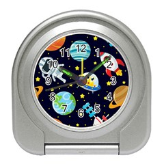 Space Seamless Pattern Travel Alarm Clock by Vaneshart