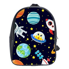 Space Seamless Pattern School Bag (large) by Vaneshart