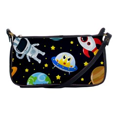 Space Seamless Pattern Shoulder Clutch Bag by Vaneshart