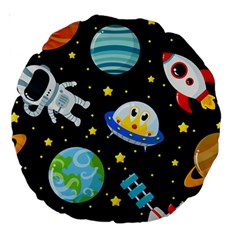 Space Seamless Pattern Large 18  Premium Round Cushions by Vaneshart