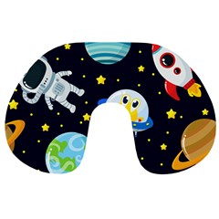 Space Seamless Pattern Travel Neck Pillow by Vaneshart