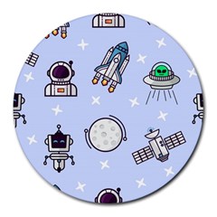 Seamless Pattern With Space Theme Round Mousepads by Vaneshart