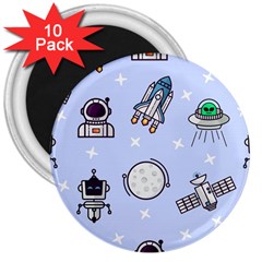 Seamless Pattern With Space Theme 3  Magnets (10 Pack)  by Vaneshart