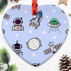 Seamless Pattern With Space Theme Heart Ornament (two Sides) by Vaneshart