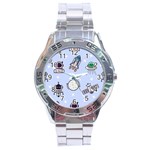 Seamless Pattern With Space Theme Stainless Steel Analogue Watch Front