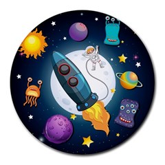 Spaceship Astronaut Space Round Mousepads by Vaneshart