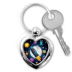 Spaceship Astronaut Space Key Chain (heart) by Vaneshart