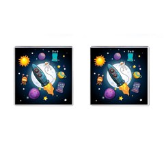 Spaceship Astronaut Space Cufflinks (square) by Vaneshart