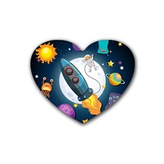 Spaceship Astronaut Space Heart Coaster (4 Pack)  by Vaneshart