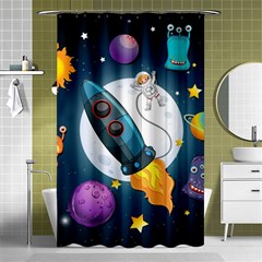 Spaceship Astronaut Space Shower Curtain 48  X 72  (small)  by Vaneshart