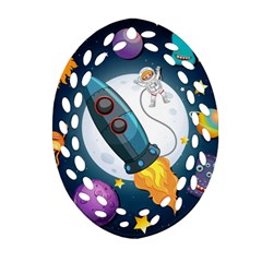 Spaceship Astronaut Space Oval Filigree Ornament (two Sides) by Vaneshart