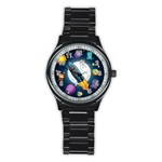 Spaceship Astronaut Space Stainless Steel Round Watch Front