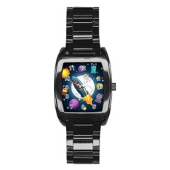 Spaceship Astronaut Space Stainless Steel Barrel Watch by Vaneshart