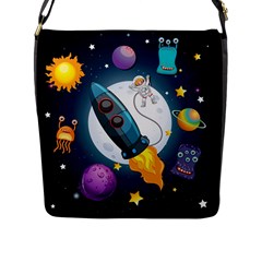 Spaceship Astronaut Space Flap Closure Messenger Bag (l) by Vaneshart