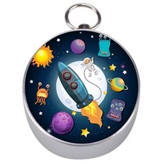 Spaceship Astronaut Space Silver Compasses by Vaneshart