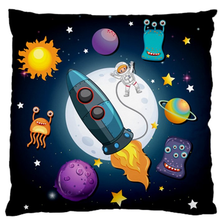 Spaceship Astronaut Space Large Flano Cushion Case (One Side)