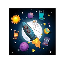 Spaceship Astronaut Space Small Satin Scarf (square) by Vaneshart