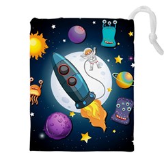 Spaceship Astronaut Space Drawstring Pouch (5xl) by Vaneshart