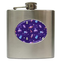 Space Seamless Pattern Hip Flask (6 Oz) by Vaneshart