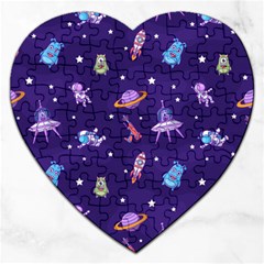 Space Seamless Pattern Jigsaw Puzzle (heart) by Vaneshart