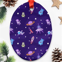 Space Seamless Pattern Oval Ornament (two Sides) by Vaneshart