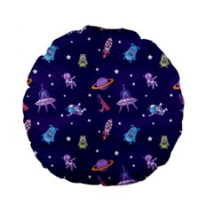 Space Seamless Pattern Standard 15  Premium Flano Round Cushions by Vaneshart